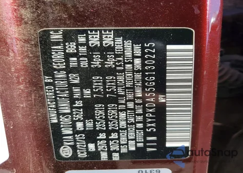 2016 Kia Sorento Sx z USA, uszkodzony, nr VIN 5XYPKDA55GG130225